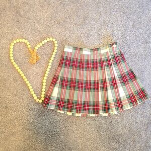 Aerie Skirt, Size Medium, Plaid with green, red, white and navy blue stripes